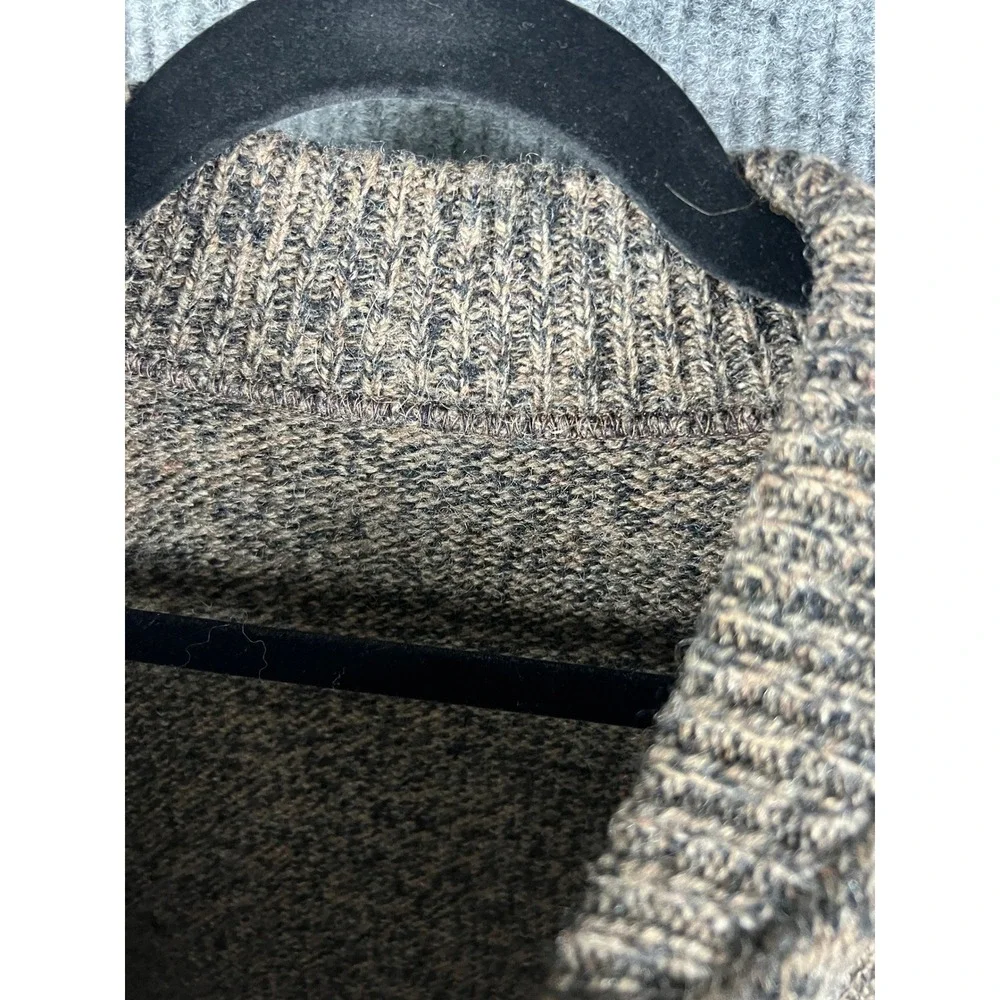 Mens Fisherman Sweater Brown Wool Blend Coastal Preppy Henley Size 46